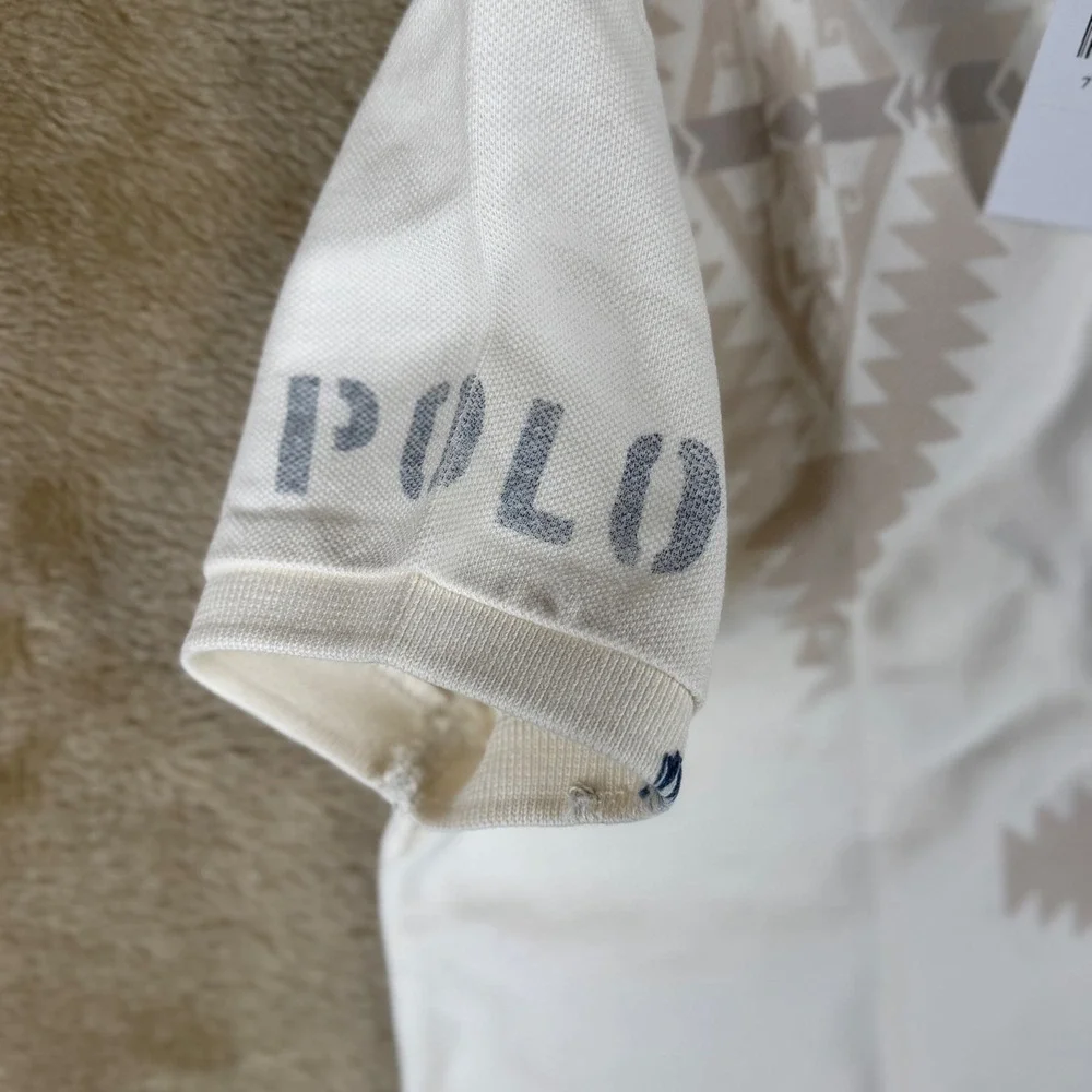 Polo Ralph Lauren Boys Size 7 White Piece Dyed Mesh Novel Rug Polo Shirt NWT